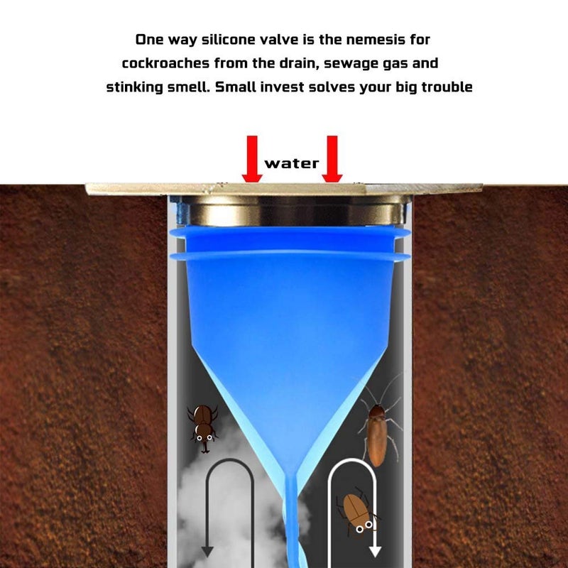 timebetter Shower Floor Drain Backflow Preventer, Waterless Trap Seal, One Way Drain Valve Sewer Core (1.28-1.58 inch, Blue) - Image 2